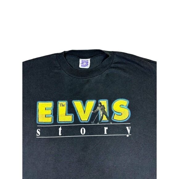 Vintage 90s The Elvis Presley Story T-Shirt Black XL Promo Single Stitch - Picture 1 of 8